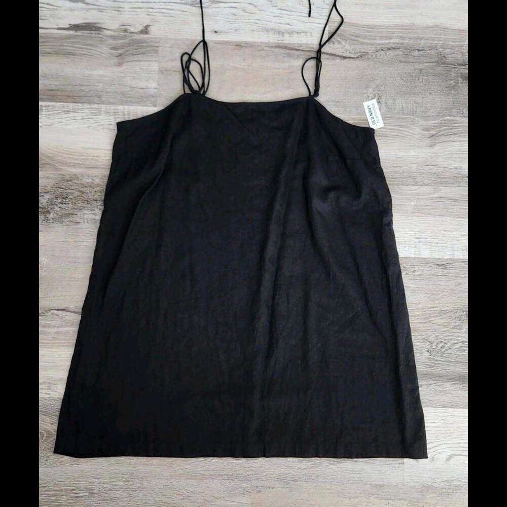 Old Navy Linen Blend Dress 2x Plus Size NWT Short Black